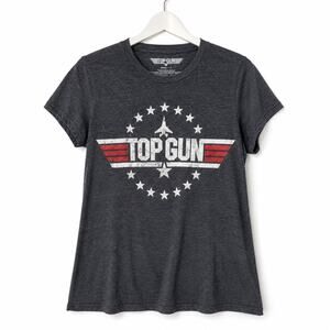 Top Gun Gray Graphic T Shirt Women's Small Patriotic Logo Short Sleeve Tee